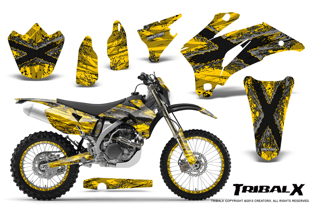 Yamaha WR 250-450 07-10 Graphics Kit TribalX Silver Yellow NP Rims